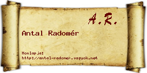 Antal Radomér névjegykártya